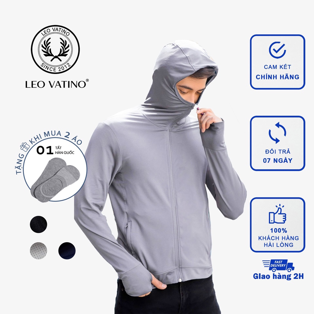 Áo khoác chống nắng Leo Vatino mũ trùm kín có túi đựng vải kim cương 1 lớp ACNGV6