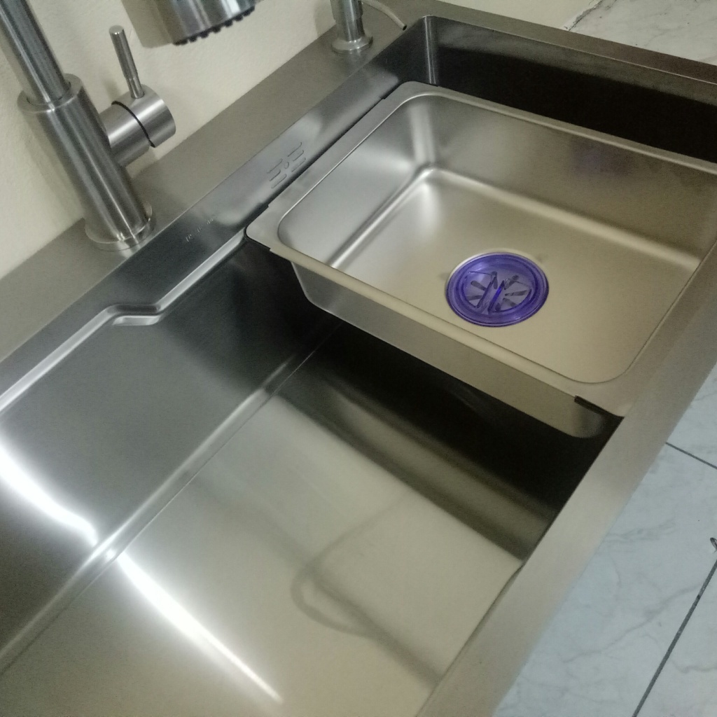 Bộ Chậu rửa chén bát INOX 304 cao cấp 1 hố cỡ 78x46cm, công nghệ NANO XÁM BẠC chống trày xước, dễ vệ sinh - QM.CR002