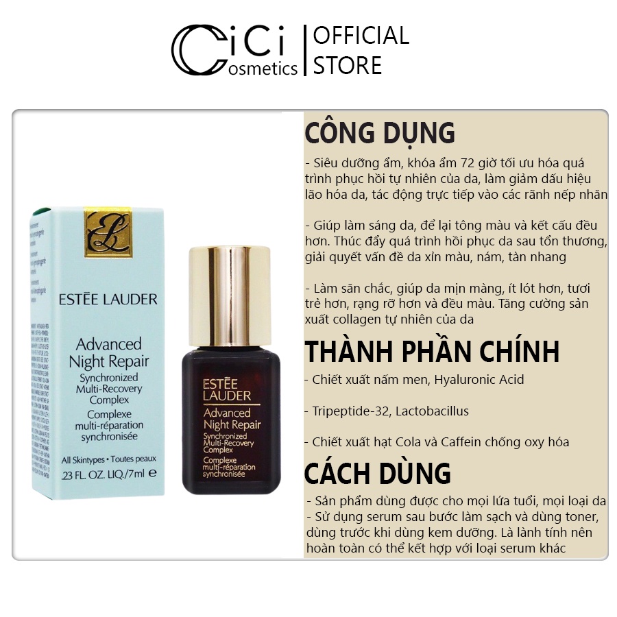 Serum Estee Lauder Advanced Night Repair 7ml Và 15ml - Siêu Dưỡng Ẩm, Phục Hồi, Chống Lão Hóa, Làm Sáng Da CICI2022SR13