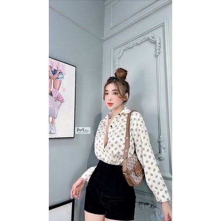 Áo sơmi lụa chữ BB