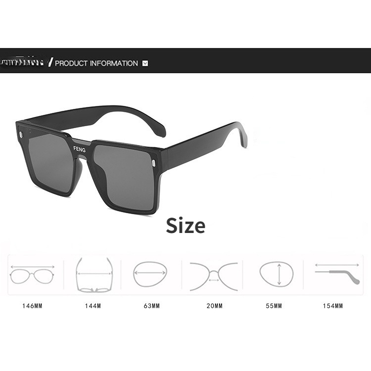 Kính râm nam và nữ Hàn Quốc Gọng kính trong suốt Retro INS Trend Square Sunglasses UV400
