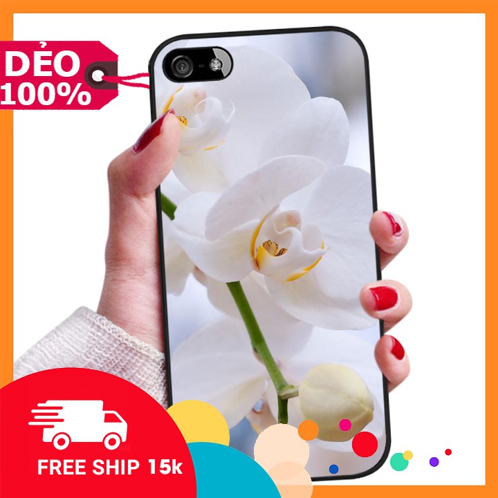 ỐP LƯNG DẺO IPHONE 5 ĐỦ DÒNG HÌNH NỀN WHITE FLOWER NHẸ NHÀNG PHỦ BÓNG NHƯ GƯƠNG