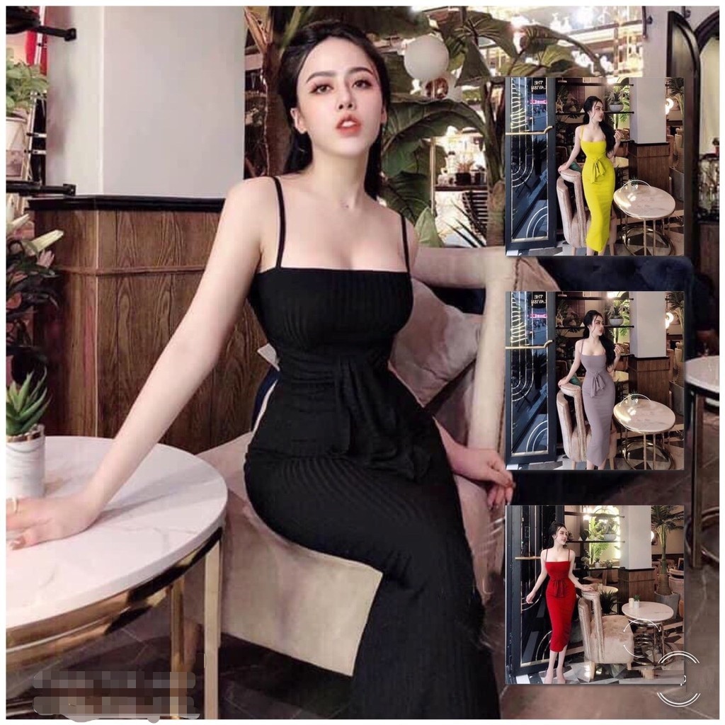 Đầm Body Hai Dây Thắt Eo