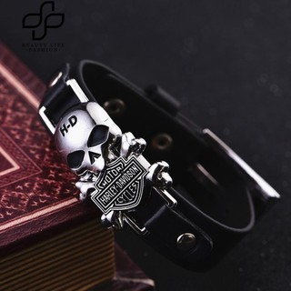 ♦♦Vòng Đeo Tay Họa Tiết Đầu Lâu Phong Cách Hip Hop Cho Nam
