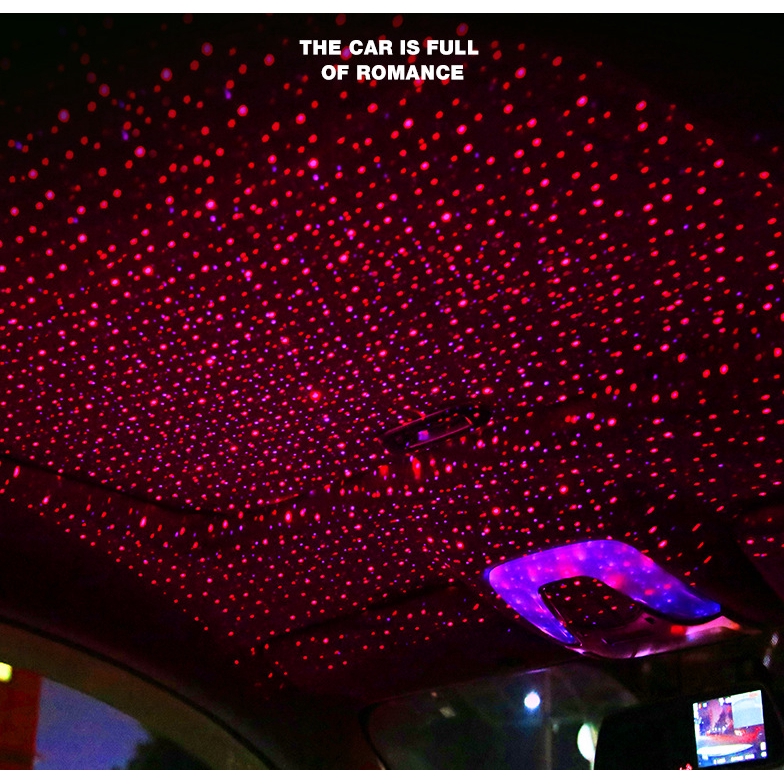 Đèn LED Chiếu Laser Hình Bầu Trời Sao Mini USB Xoay Được Trang Trí Trần Xe Hơi