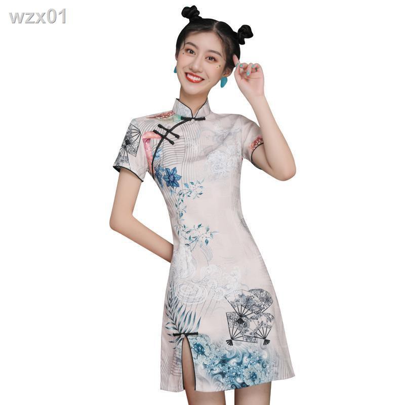2021 phong cách mới của Trung Quốc thanh lịch sexy triều cải tiến sườn xám cô gái trẻ retro váy nhỏ