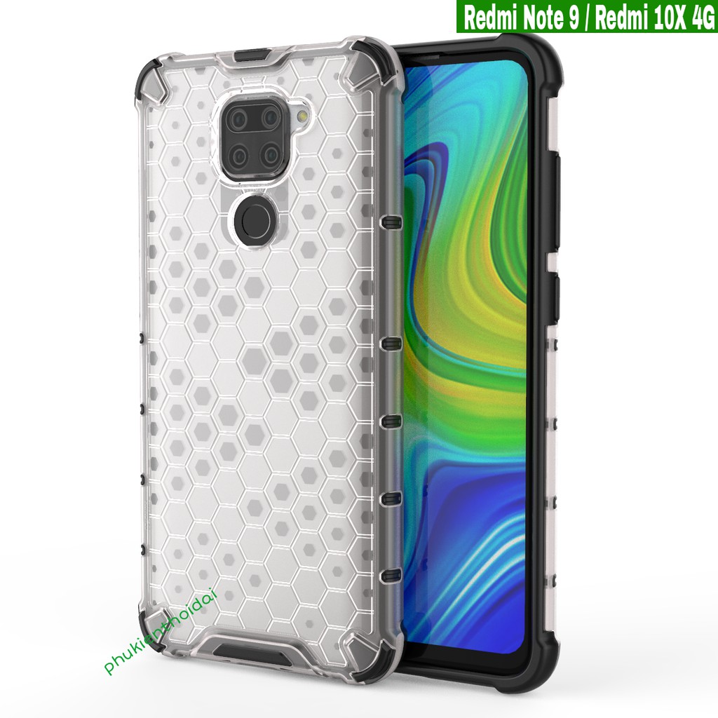 Ốp lưng Redmi 10X 4G / Note 9 vân tổ ONG chống sốc cao cấp kiểu dáng UAG siêu bền