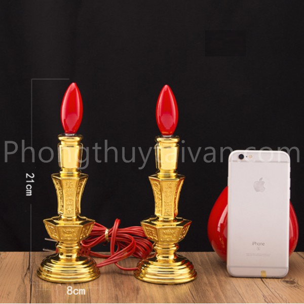 Đèn bàn thờ thân trụ cao 21cm/28cm-1 cặp