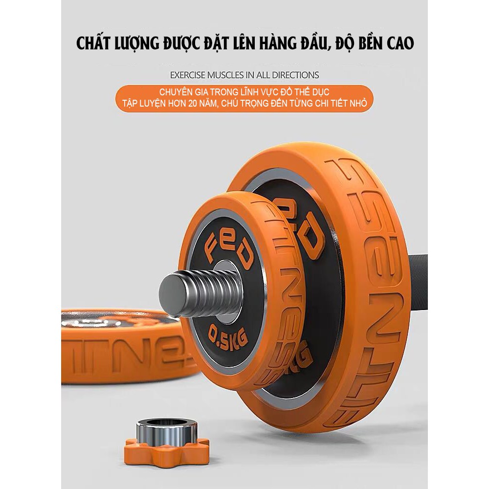 Bộ Tạ Tay Điều Chỉnh 20kg Đa Năng 4 IN 1 FED-800720 (Chất Liệu Gang Mạ Niken Bọc Nhựa)