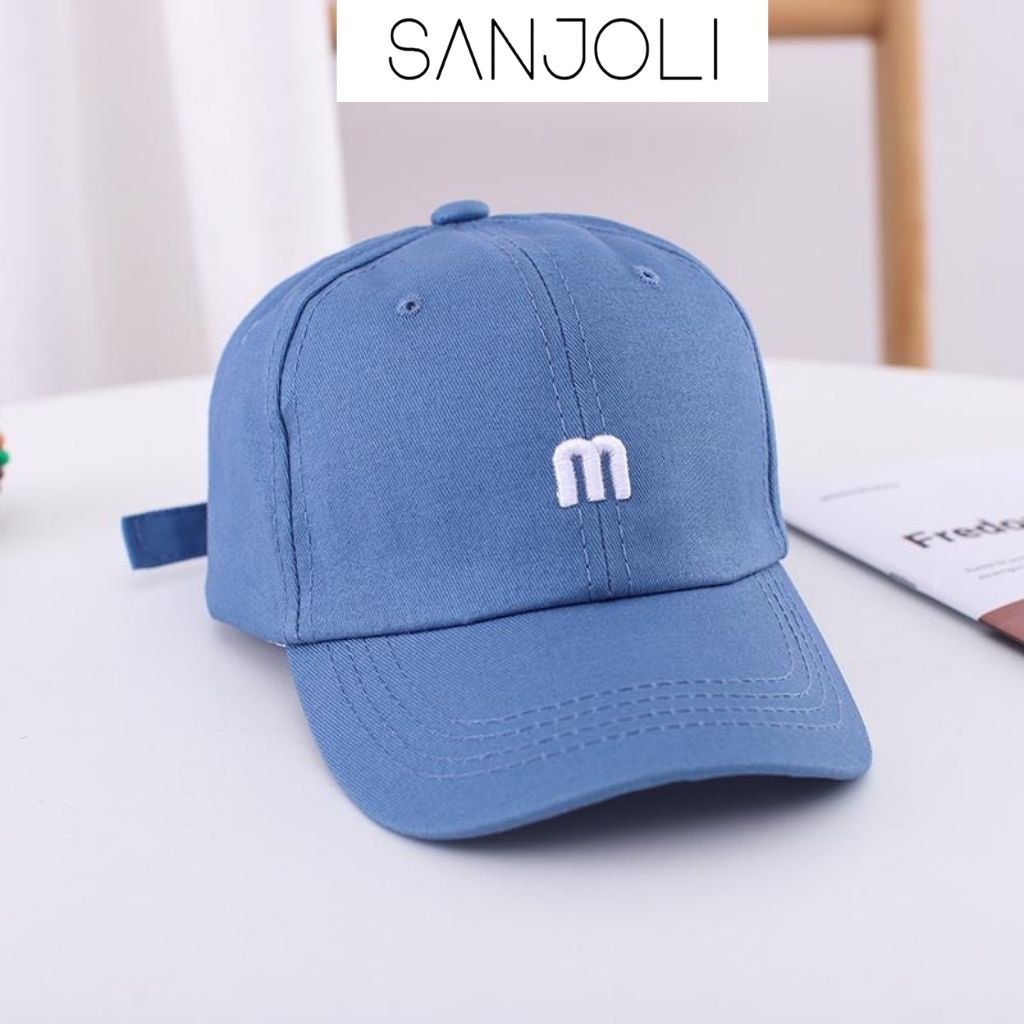 Mũ lưỡi trai M SANJOLI Nón kết nhung thêu chữ M phong cách Ulzzang form unisex nam nữ NO007
