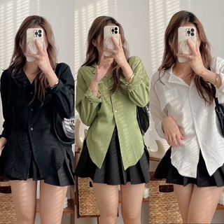 Áo sơ mi nữ cổ vest tay dài nhiều màu freesize Pumi