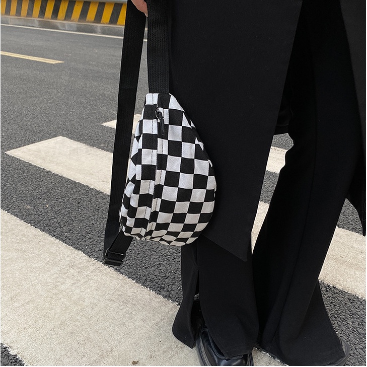 Túi chéo bao tử đeo ngực Caro Ulzzang đa năng thời trang checker board cho học sinh sinh viên giá rẻ