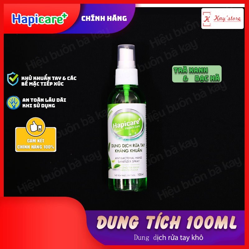 Chai nước xịt khuẩn rửa tay khô mini HapiCare+ (100ml)