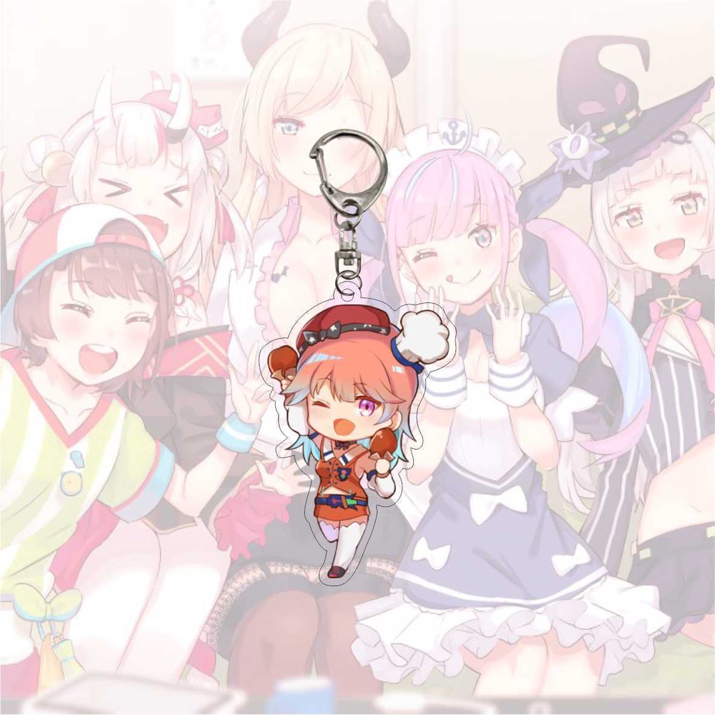Móc khóa nhựa acrylic 6cm hình nhân vật hoạt hình anime Shirakami Fubuki Natsuiro Matsuri Akai Haato