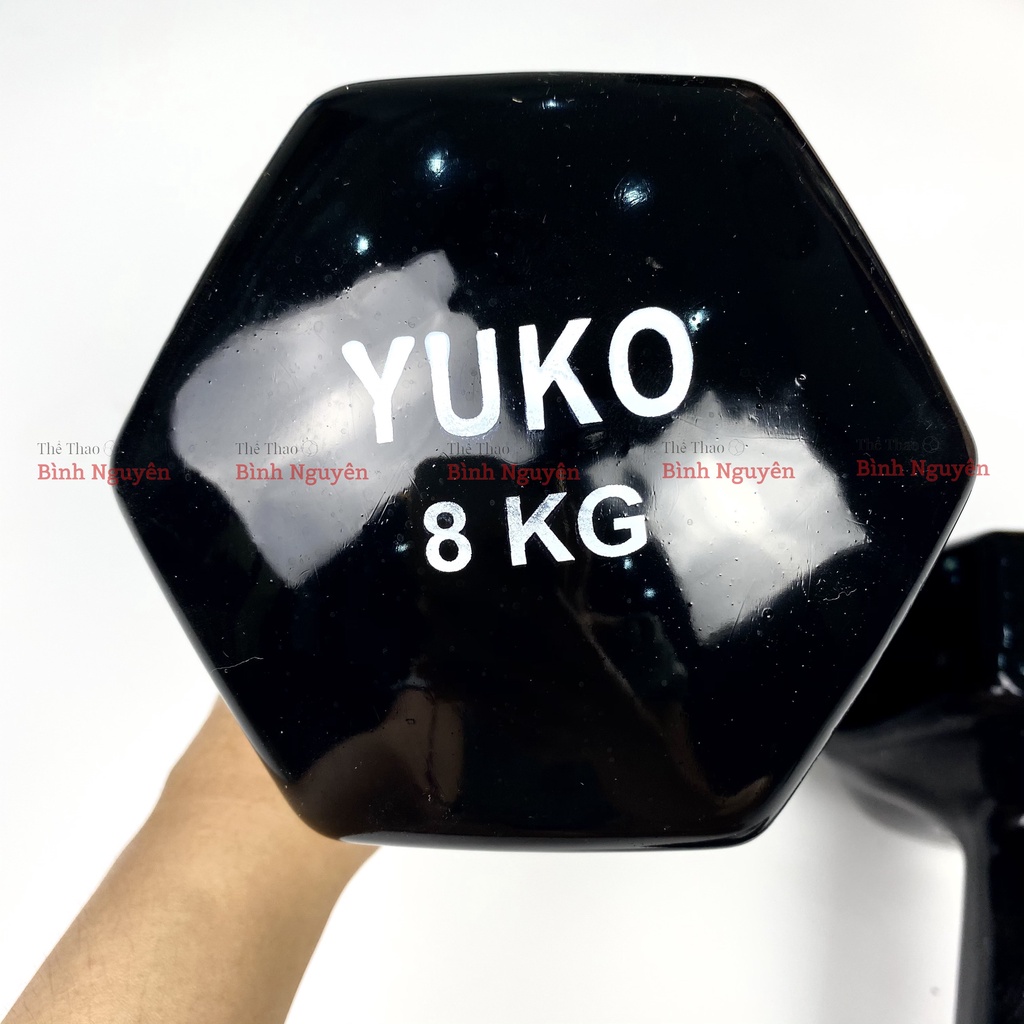 Tạ tay 8kg 10kg Yuko lõi gang đặc bọc cao su bền bỉ nhỏ gọn tập gym thể hình chống trơn trượt, xước vỡ sàn