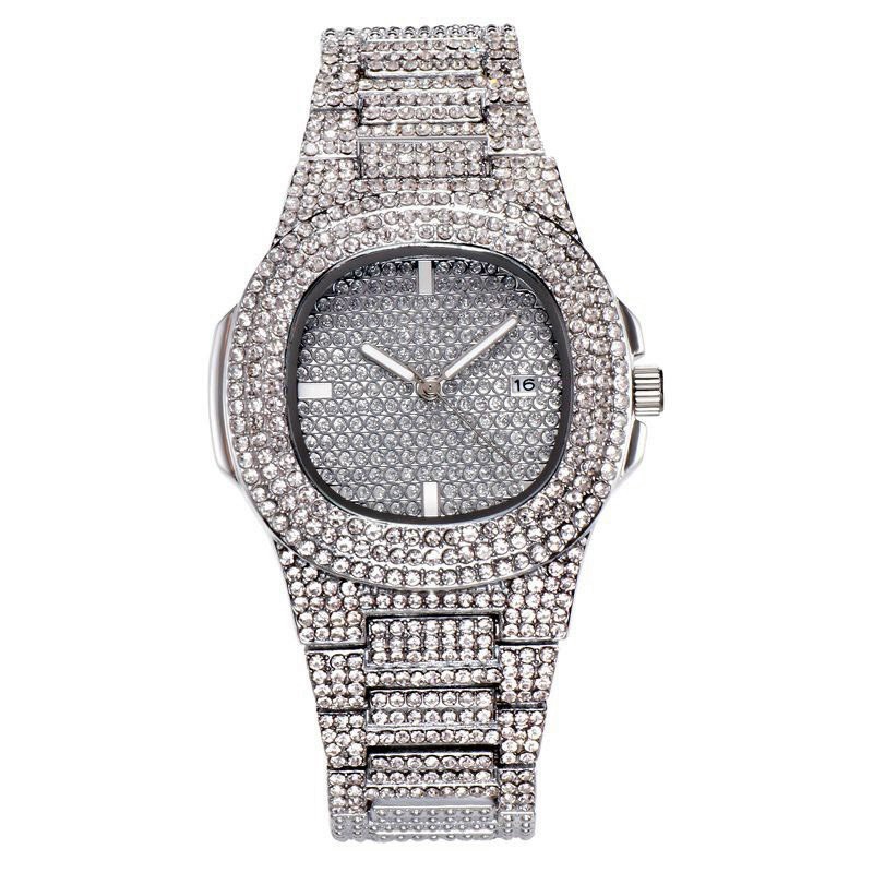 Đồng hồ nam sang trọng Rhinestone mặt vuông đính đá mặt đồng hồ 36mm dây đồng hồ 29mm bảo hành 6 tháng | BigBuy360 - bigbuy360.vn