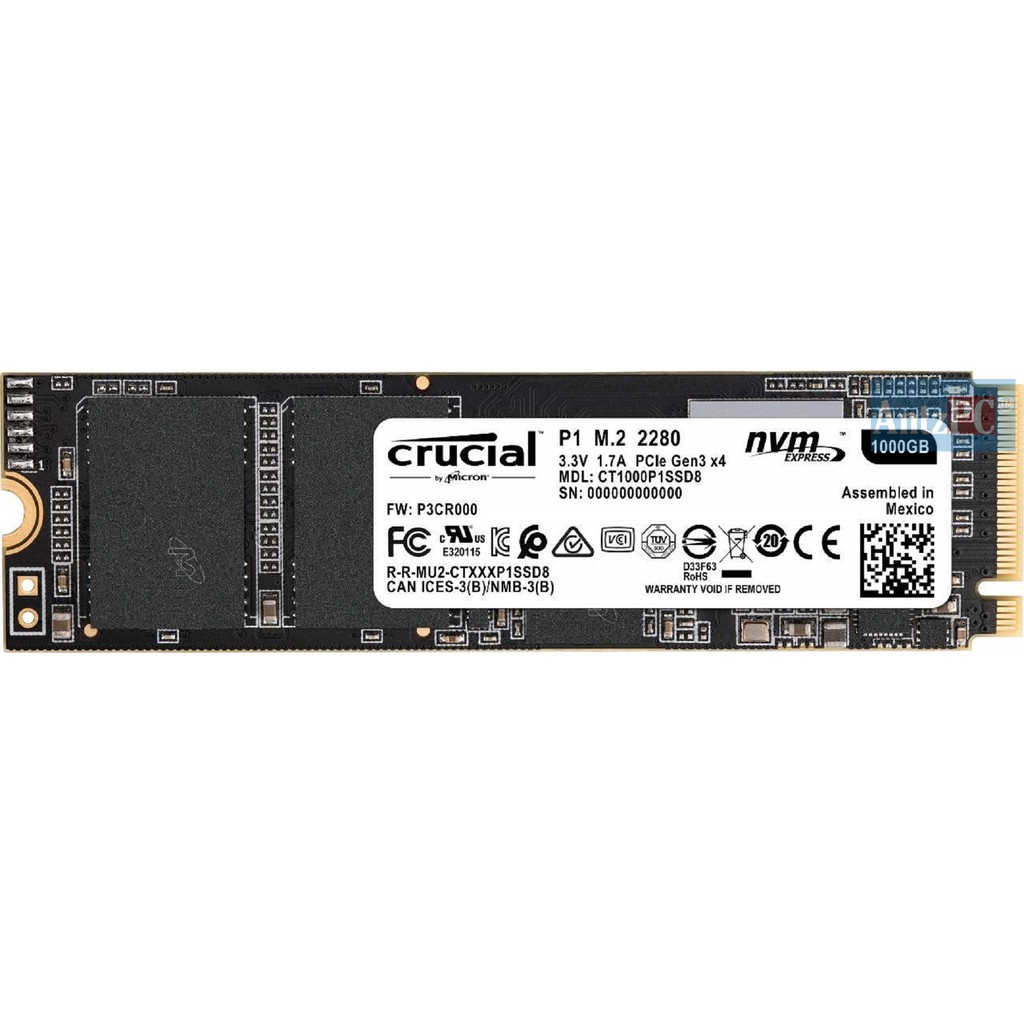 Ổ cứng SSD Crucial P1 500GB 1TB M.2 2280 NVMe [US] - BH 36 Tháng