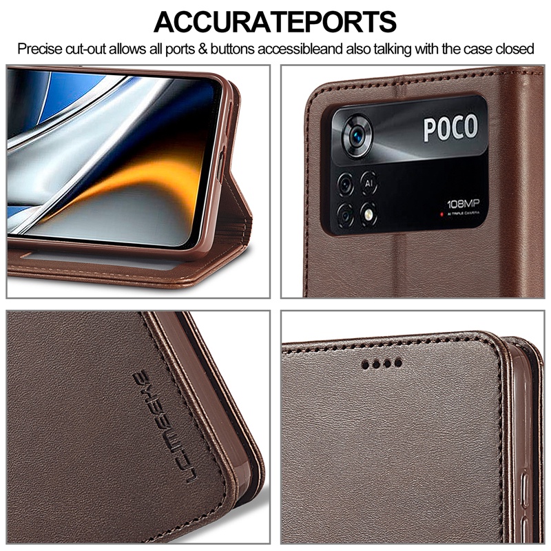 Bao Da Điện Thoại PU Dạng Ví Nắp Lật Cho Xiaomi Poco M4 Pro M5 M5s M4 X4 Pro X4 GT X4 NFC F4 4G 5G Ốp