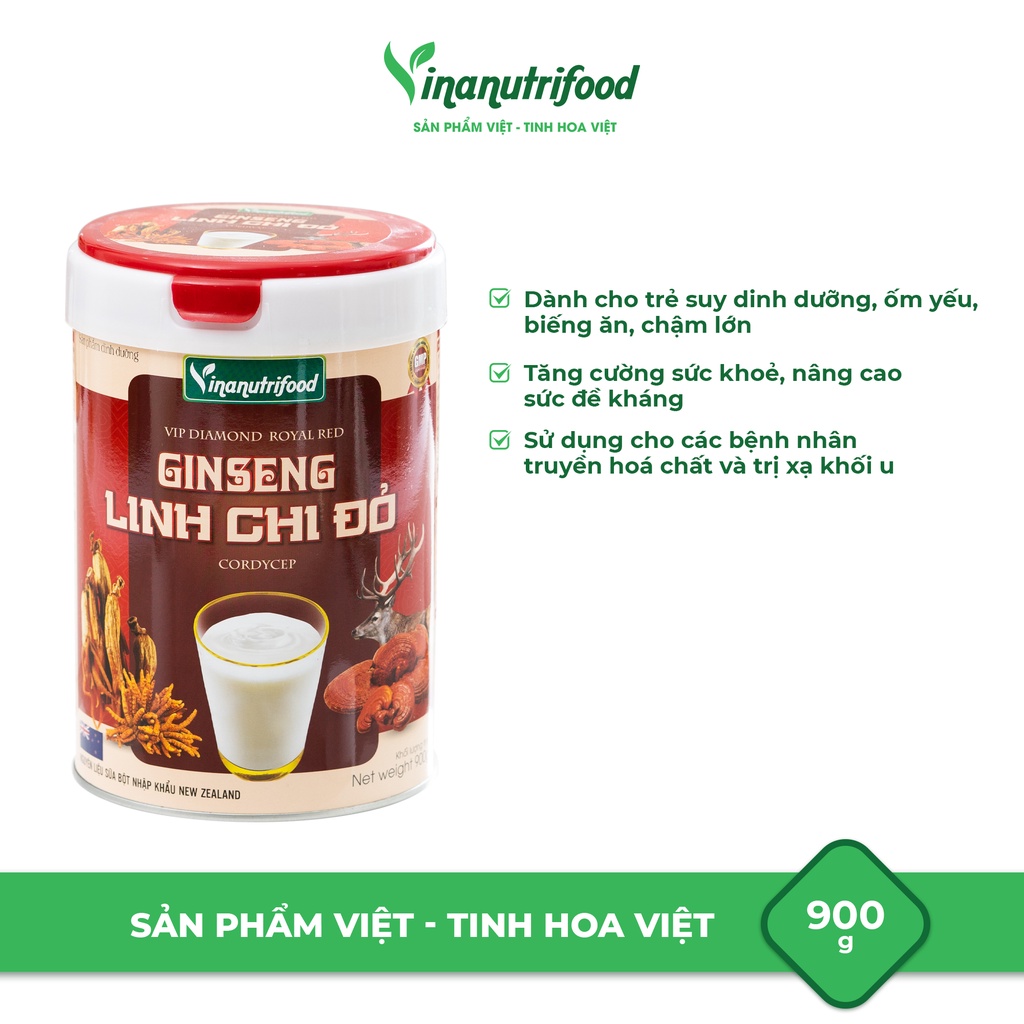 Sữa bột Linh chi đỏ Vinanutrifood, Hộp 900g dành cho người mới ốm dậy, tăng cường hệ miễn dịch, nâng cao sức khỏe