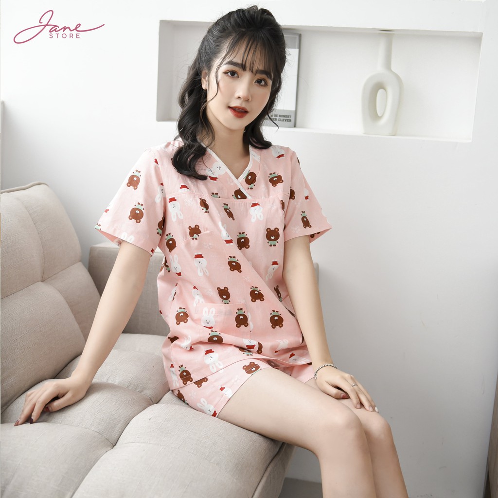 Đồ bộ Yukata hình voi JANE màu xám Y04 Xịn