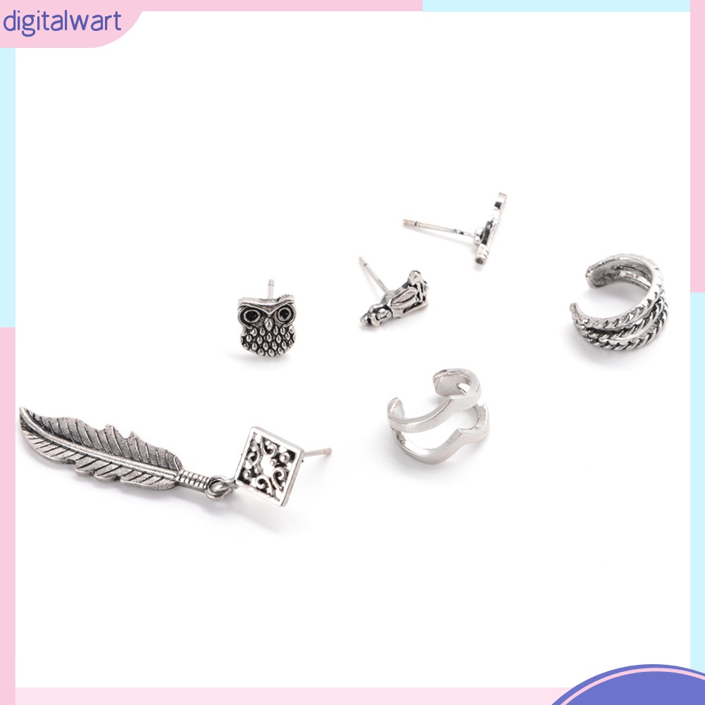 Set 6 khuyên vành tai kim loại Vintage cho nữ