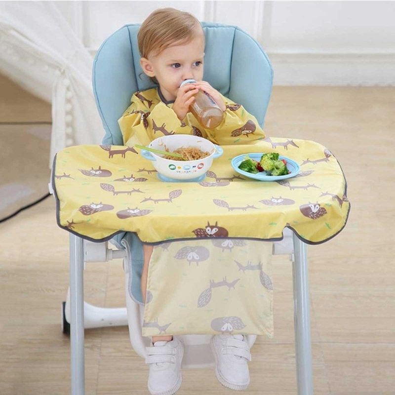 Yếm ăn tay dài chống nước tích hợp tấm phủ dành cho trẻ sơ sinh