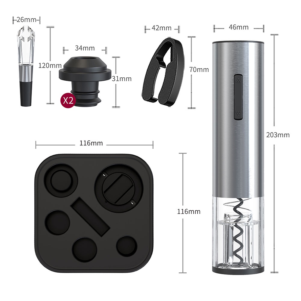 Uareliffe 5 In 1 Electric Wine Bottle Opener Fast Sobering Pourer Wine Corkscrew