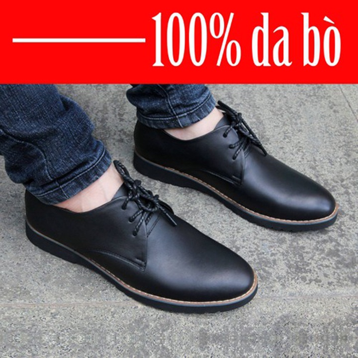 [ SIÊU HOT] Giày Da.. Nam Da Bò Cao Cấp Phong Cách Hàn Quốc Màu Nâu Sáp Siêu Độc.