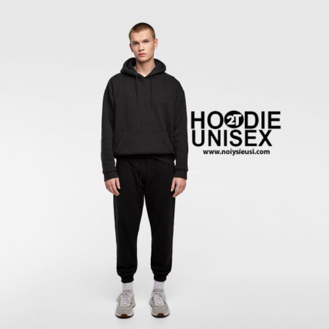 Áo Khoác Hoodie ♥️FREESHIP♥️Nỉ Trơn Unisex - Đen