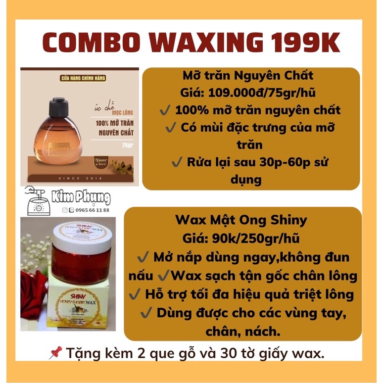 COMBO TRIỆT LÔNG WAX  MẬT ONG SHINY VÀ MỠ TRĂN N’STORE 100% LÀNH TÍNH, TRIỆT LÔNG TAY, CHÂN,NÁCH,..