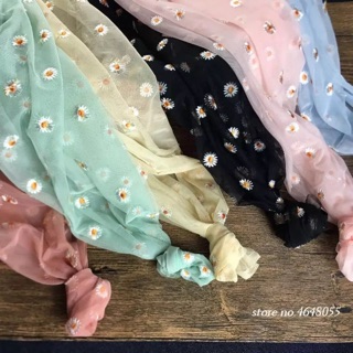 Sỉ vải cúc hoạ mi thêu may cột tóc scrunchies