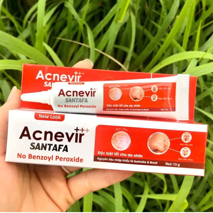 Kem mụn Acnevir+++ 3 in one Santafa đỏ - Hỗ trợ điều trị mụn hiệu quả (Tuýp 10g)