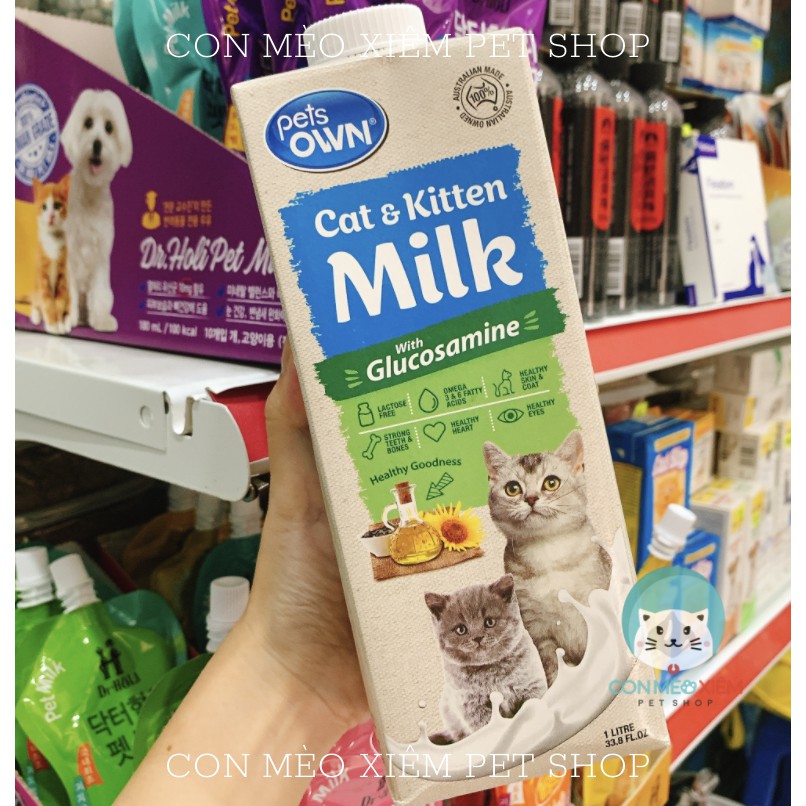 Sữa úc chó mèo Pets own 1L sữa bò dễ tiêu hoá, dinh dưỡng cún mèo lớn bầu con Con Mèo Xiêm