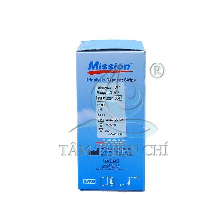 [CHÍNH HÃNG] Que thử nước tiểu ACON Mission 3 thông số hộp 100 test Home