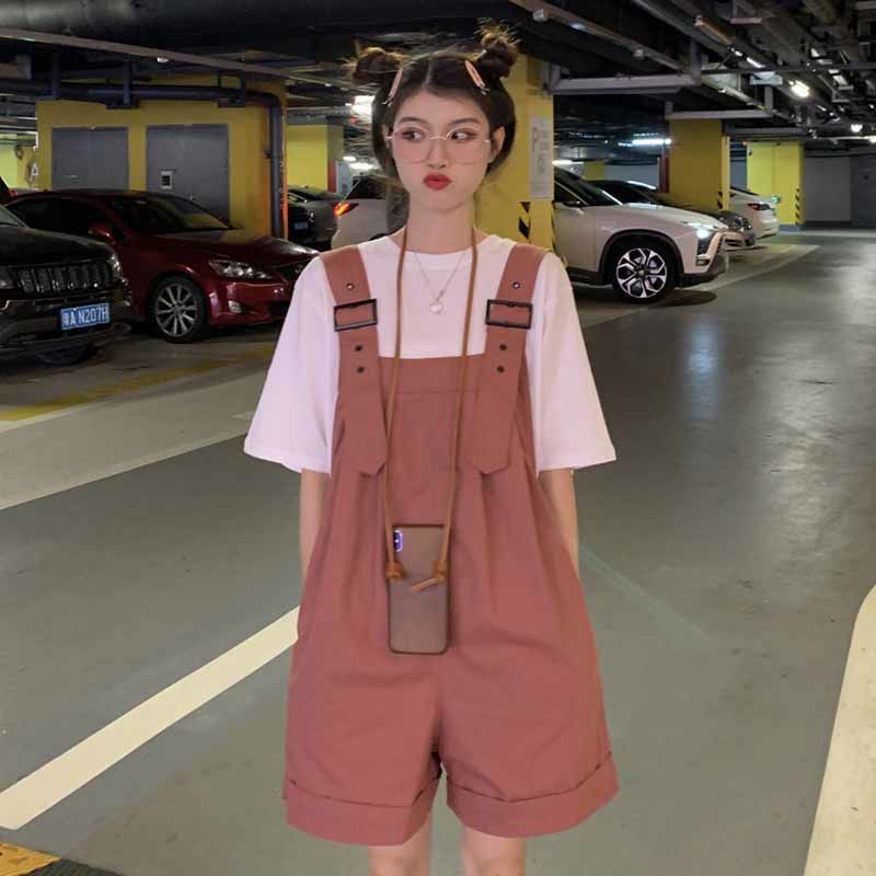 (Có Bán Rời) Set Yếm Quần Short Xanh 2 Dây Kết Hợp Với Áo Trơn Tay Ngắn Style Đắng Yêu | Smide Clothing