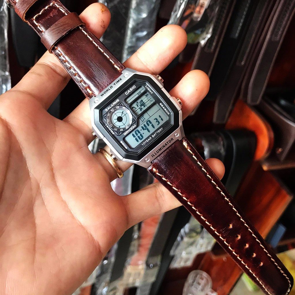 DÂY DA DỒNG HỒ CASIO AE1200WHD DA BÒ SÁP