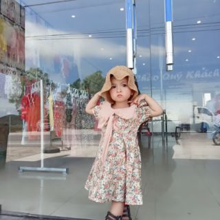Váy hoa nhí thô lụa cho bé