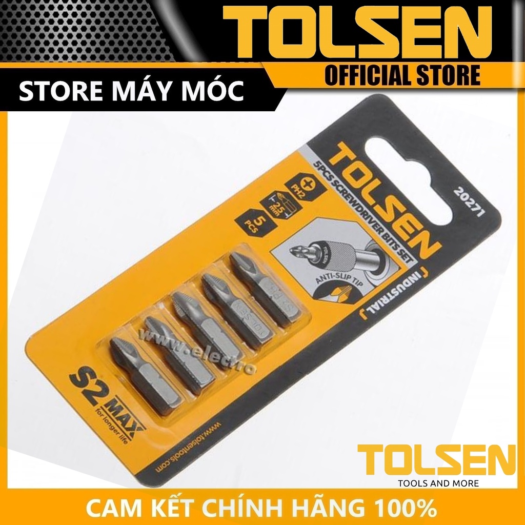 BỘ ĐẦU VÍT + 5 CÁI PH2 * 25MM ( CÔNG NGHIỆP ) TOLSEN 20271 - HÀNG CHÍNH HÃNG