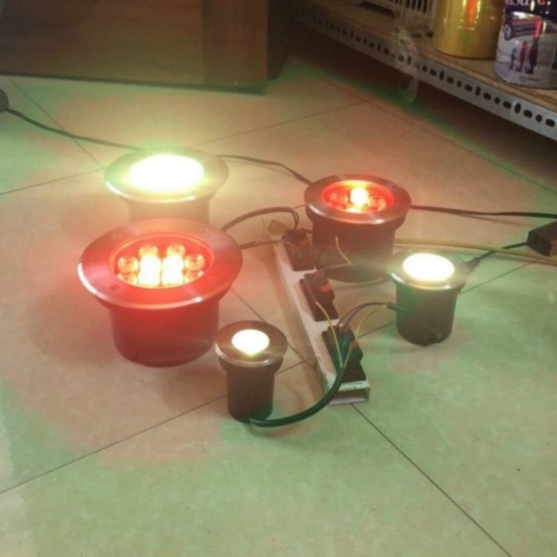 Đèn LED âm sàn, âm đất sân vườn cao cấp IP67, chống nước, chống bụi, 1W-3W-6W-9W-12W-18W Vàng / Đổi màu
