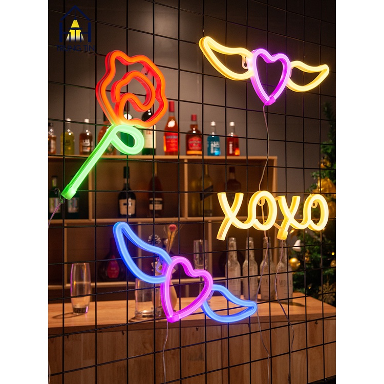 Đèn LED chữ NEON nhiều mẫu trang trí DECOR phòng ngủ , quán ăn , nhà hàng , sân khấu hộp PIN + USB