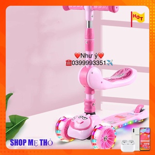 -[Quà Cho Bé] Xe Scooter, Xe Trượt Cho Bé Bánh Có Đèn Có Nhạc 3 in 1 Chịu Lực 90KG