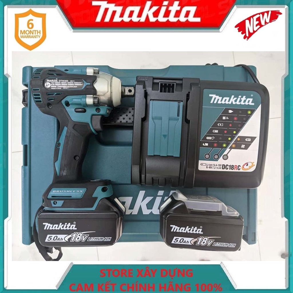 MÁY VẶN BULONG DÙNG PIN 18V 330 NM MAKITA DTW300RTJ- HÀNG CHÍNH HÃNG
