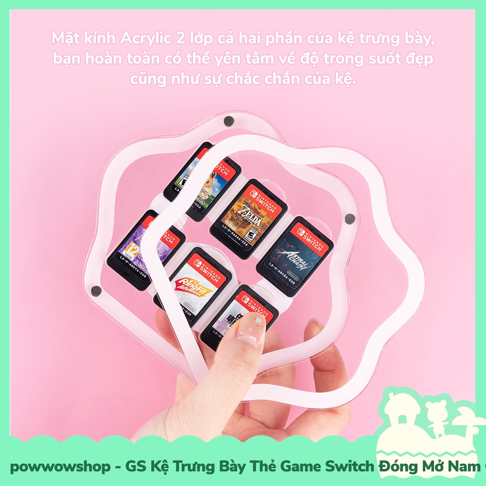 [Sẵn VN - Hỏa Tốc] Kệ Trưng Bày Acrylic Crystal Thẻ Game Nintendo Switch Oled/V1/V2/Lite Mẫu Crystal Paw Case