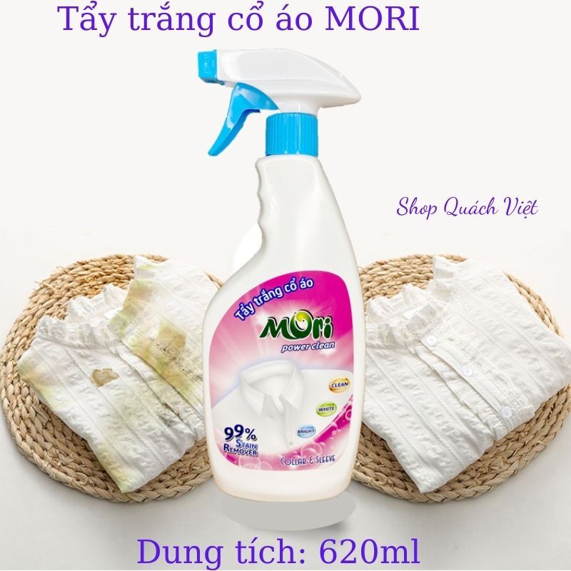 Tẩy cổ áo MORI, đánh bay vết cáu bẩn trên cổ áo và tay áo, thùng 20 chai x 620ml