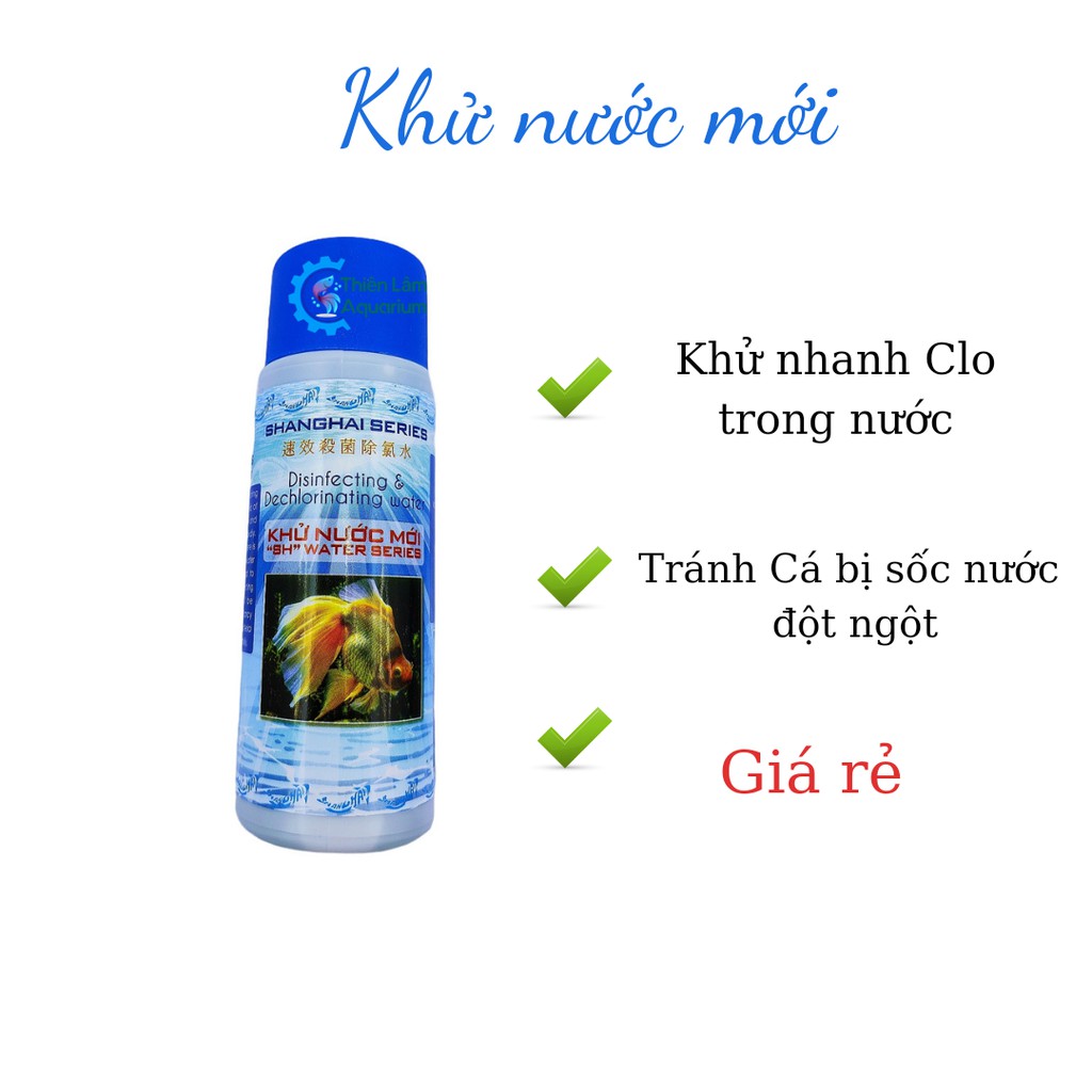 Khử nước mới hồ cá Shanghai [100ml] dễ sử dụng [Tránh được cá bị sốc nước khi mới vệ sinh thay nước mới] giá rẻ