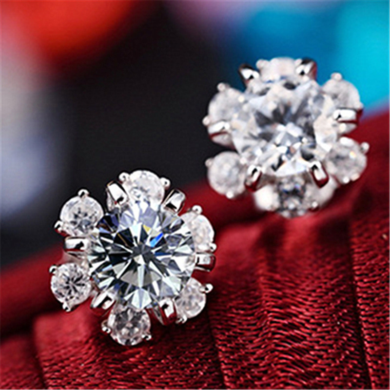 Bông Tai Bạc 925 Hình Hoa Tuyết Đính Đá Zircon Lấp Lánh Thời Trang Nữ Phong Cách Hàn Quốc Cổ Điển Không Gây Dị Ứng