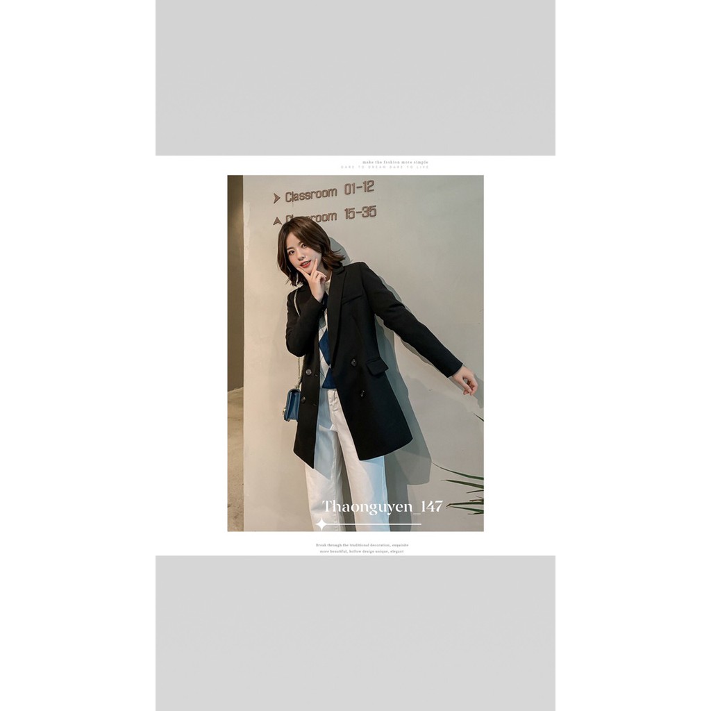 Aó vest nữ dáng dài đính 4 khuy tay chất vải cao cấp | BigBuy360 - bigbuy360.vn