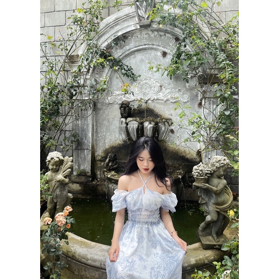 Váy maxi hoa xanh biển dài bồng bềnh xinh xĩu (order) | BigBuy360 - bigbuy360.vn