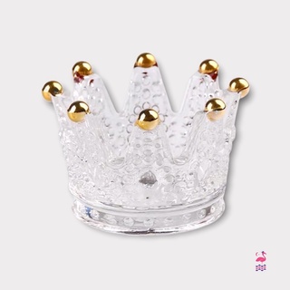 Đế Đựng Nến Thơm Mini Để Bàn Ấm Gift Decor Chất Liệu Thủy Tinh Hình Vương Miện Sang - Bán Kính 5cm Chiều Cao 4cm