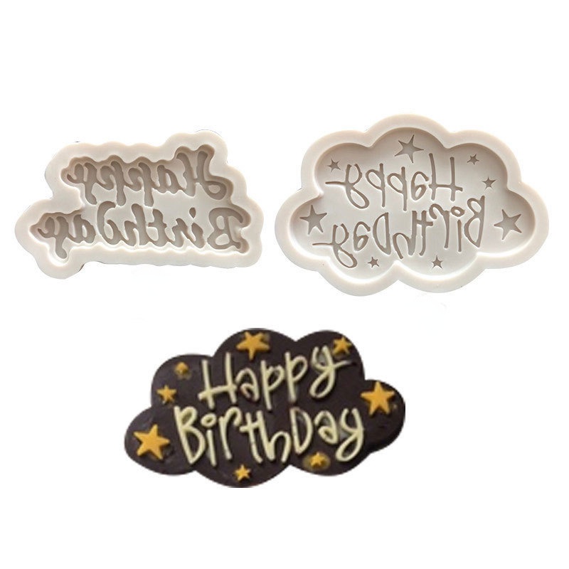 Khuôn Silicone Tạo Hình Chữ Happy Birthday Trang Trí Bánh DIY